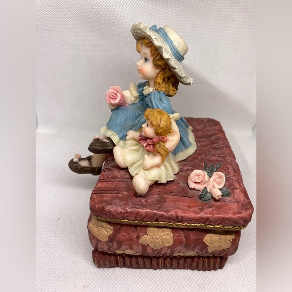 Trinket Box W/Little Girl and Doll 4” x 2 1/2” - Picture 6 of 8